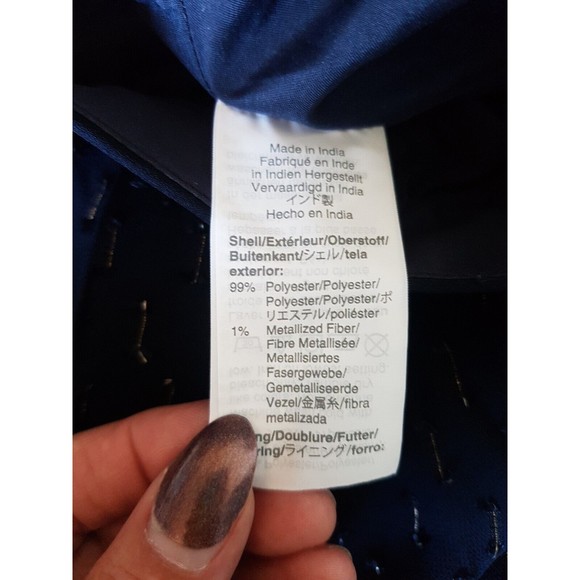 J. Crew Womens Skirt Sz 2 Gold thread Blue Lined Semi Sheer Knee-Length Coastal - Picture 8 of 12